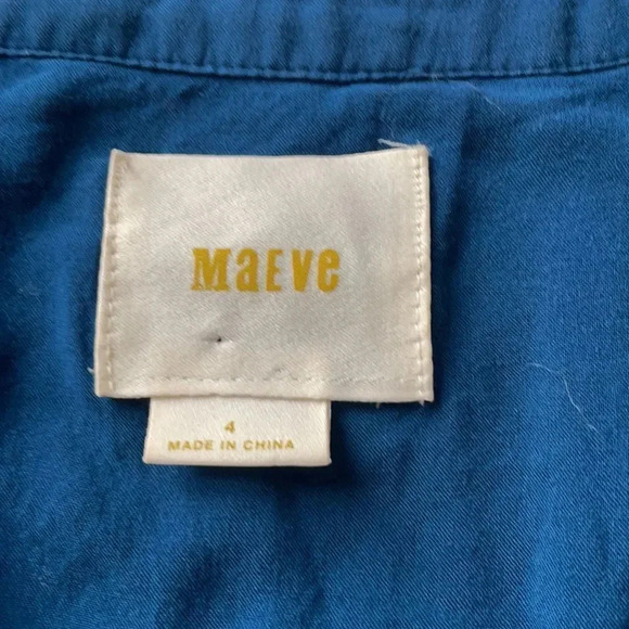 Maeve Anthropologie Women's Teal Blue Tunic Flowy Blouse Long Sleeve Size 4 - Picture 3 of 10